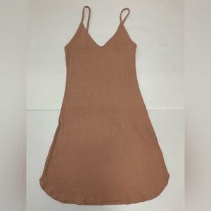 Joah Brown Ribbed Mini Slip Dress Size S/M Pink